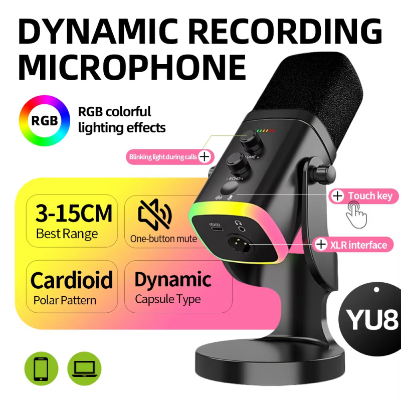 YU8 USB XLR Dynamic Microphone - Pc Gaming Youtubers ulasan dan harga