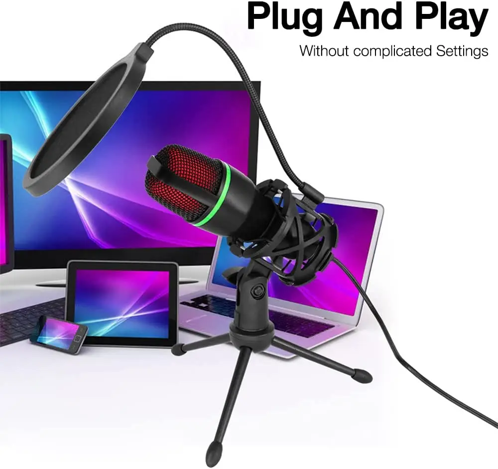 Condenser Microphone USB Wired - Pc Gaming Kit ulasan dan harga
