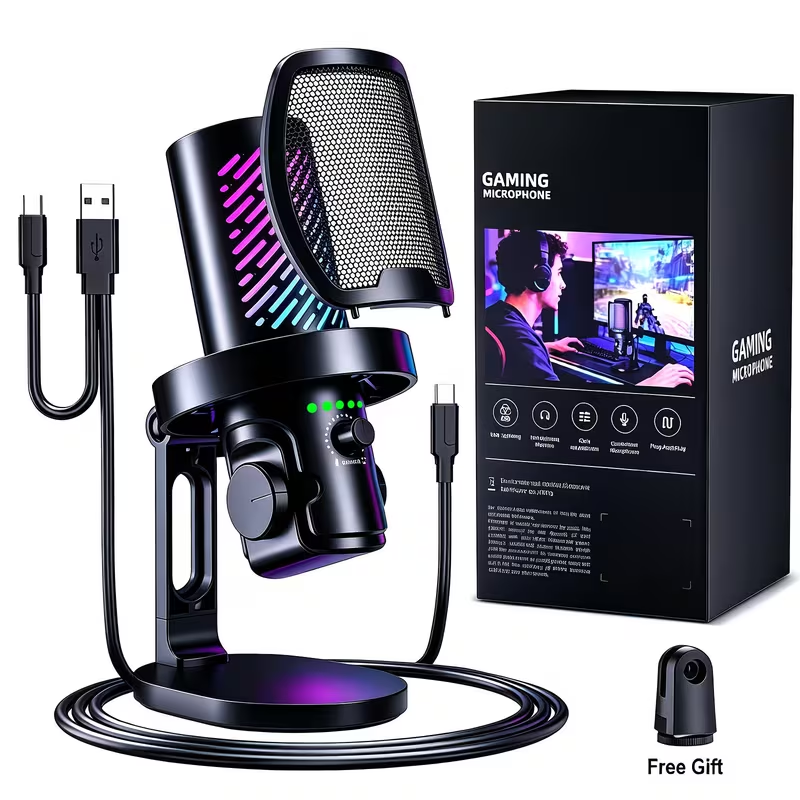 Tenlamp RGB USB Gaming Microph - Pc Gaming Youtubers ulasan dan harga