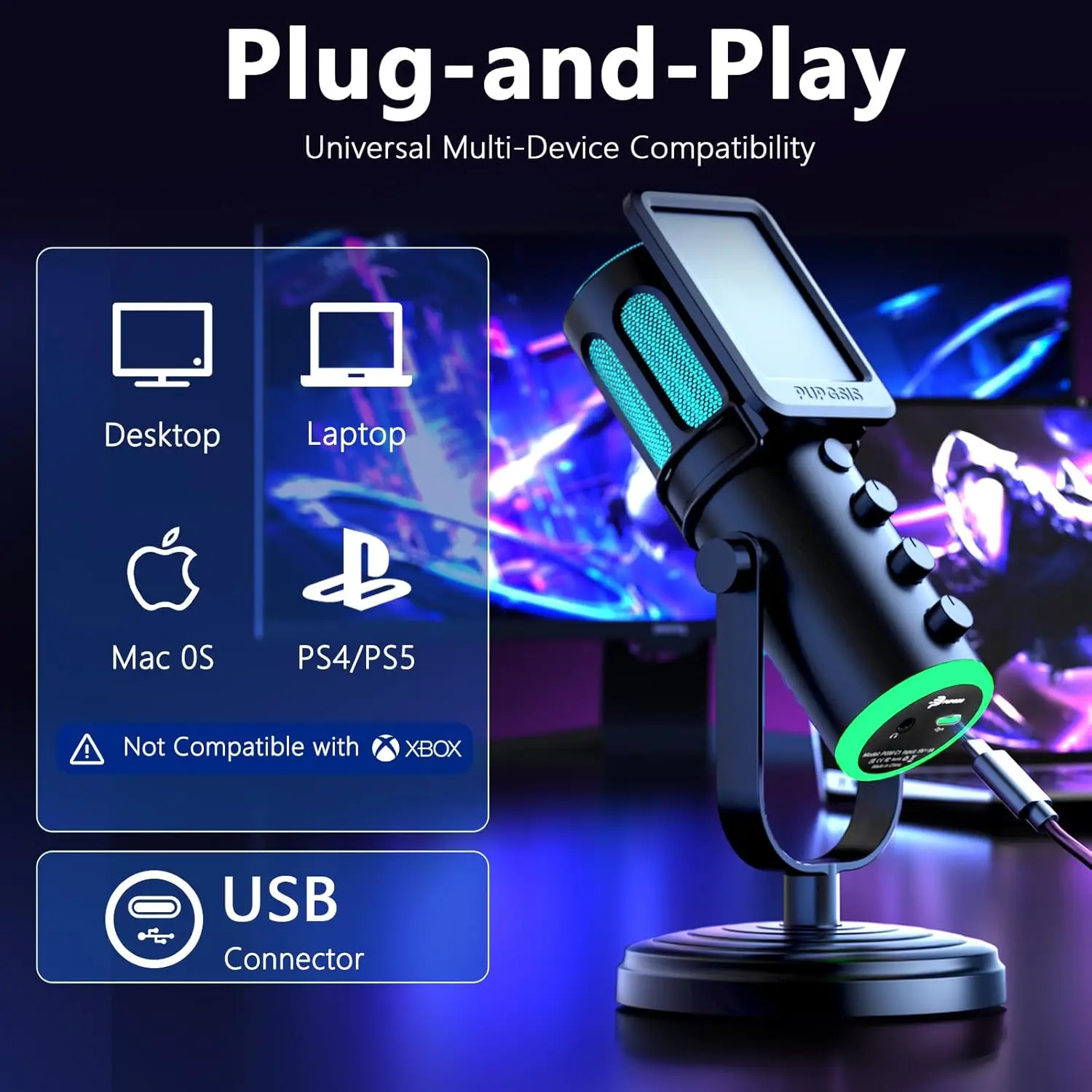 PUPGSIS USB PC Microphone, Gam - Pc Gaming Youtubers ulasan dan harga
