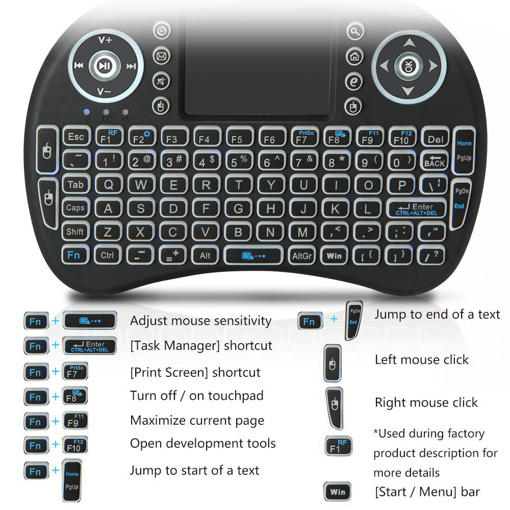 Backlit Mini Wireless Keyboard - Pc Gaming Kit ulasan dan harga